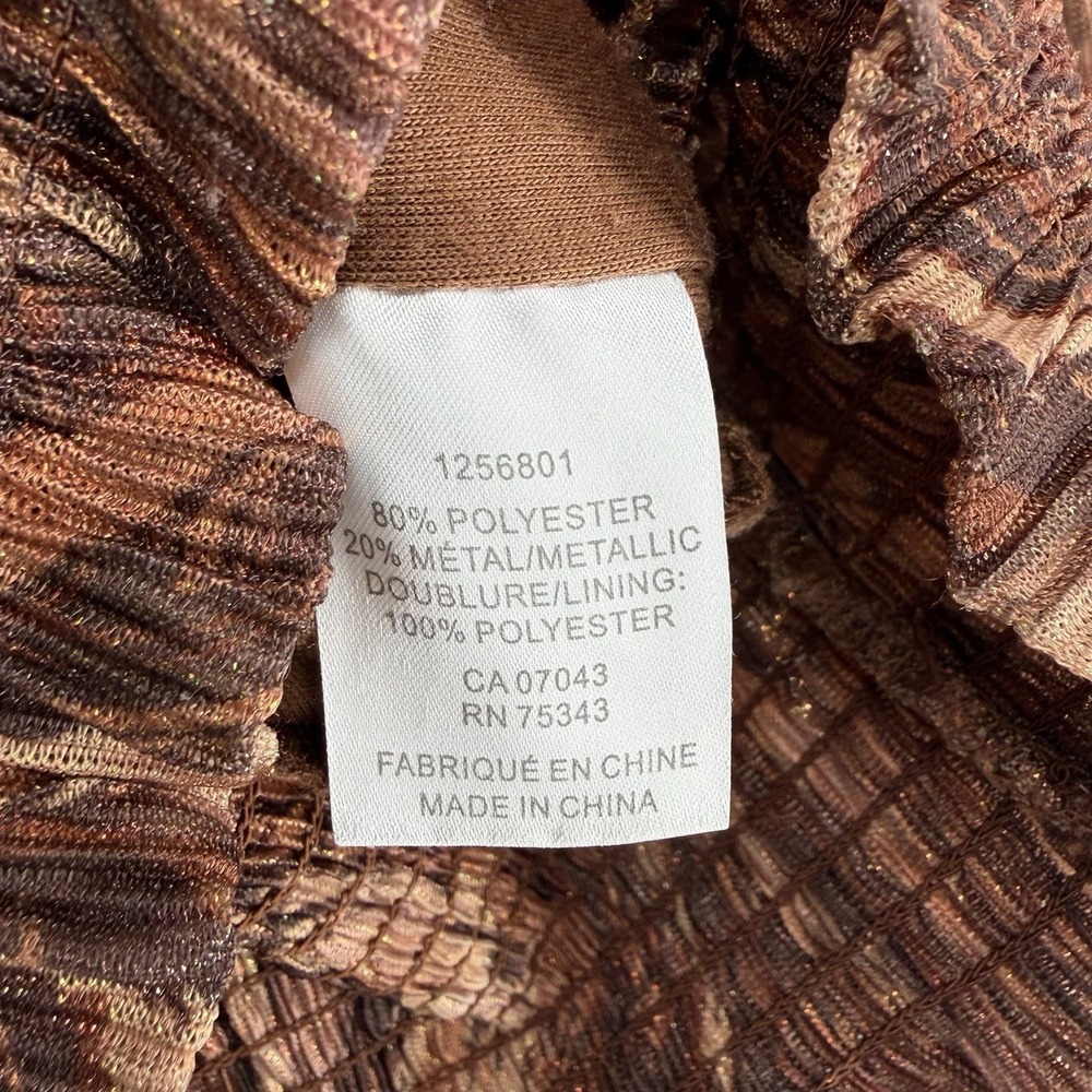 Joie Smocked Metallic Sheer Blouse Brown Boho Indie Top Womens Medium - Picture 6 of 11